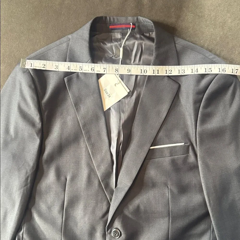 Men’s Dark Gray 3 Piece Wedding Formal Suit Notched Lapel 34 Jacket 31 Pants NEW